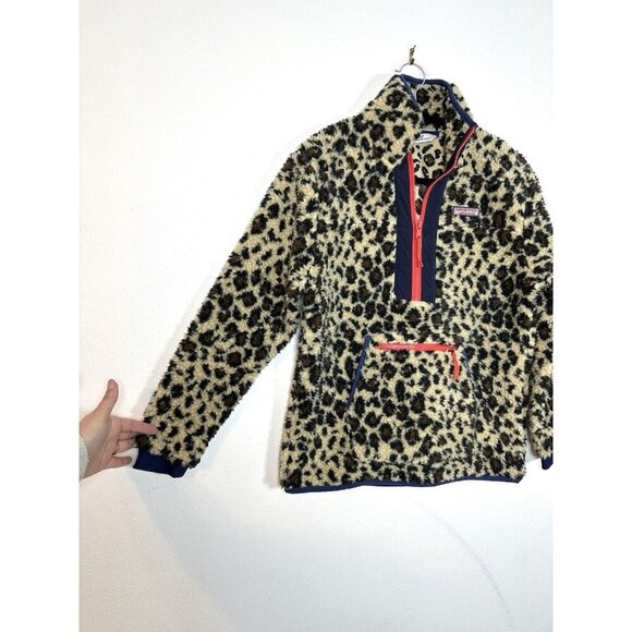 Vineyard Vines XS Womens Leopard Print Fleece SuperShep 1/2 Zip Pullover Animal - Picture 4 of 14